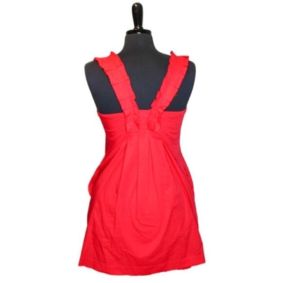 Fei Red A Line Mini Apron Dress Ruffles Size 4 - Picture 3 of 4